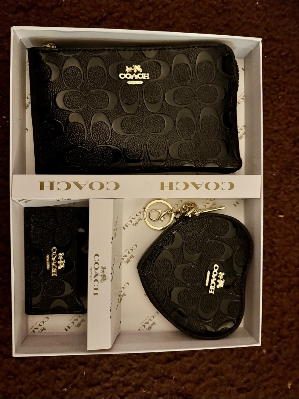 Inspired Signature Leather Wallet, Card Case & Coin Key Pouch Set